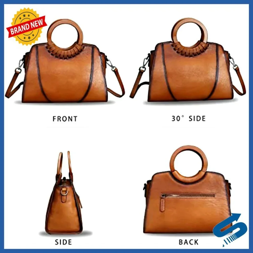 Genuine Leather Satchel Crossbody Shoulder Bag Top Handle Purse